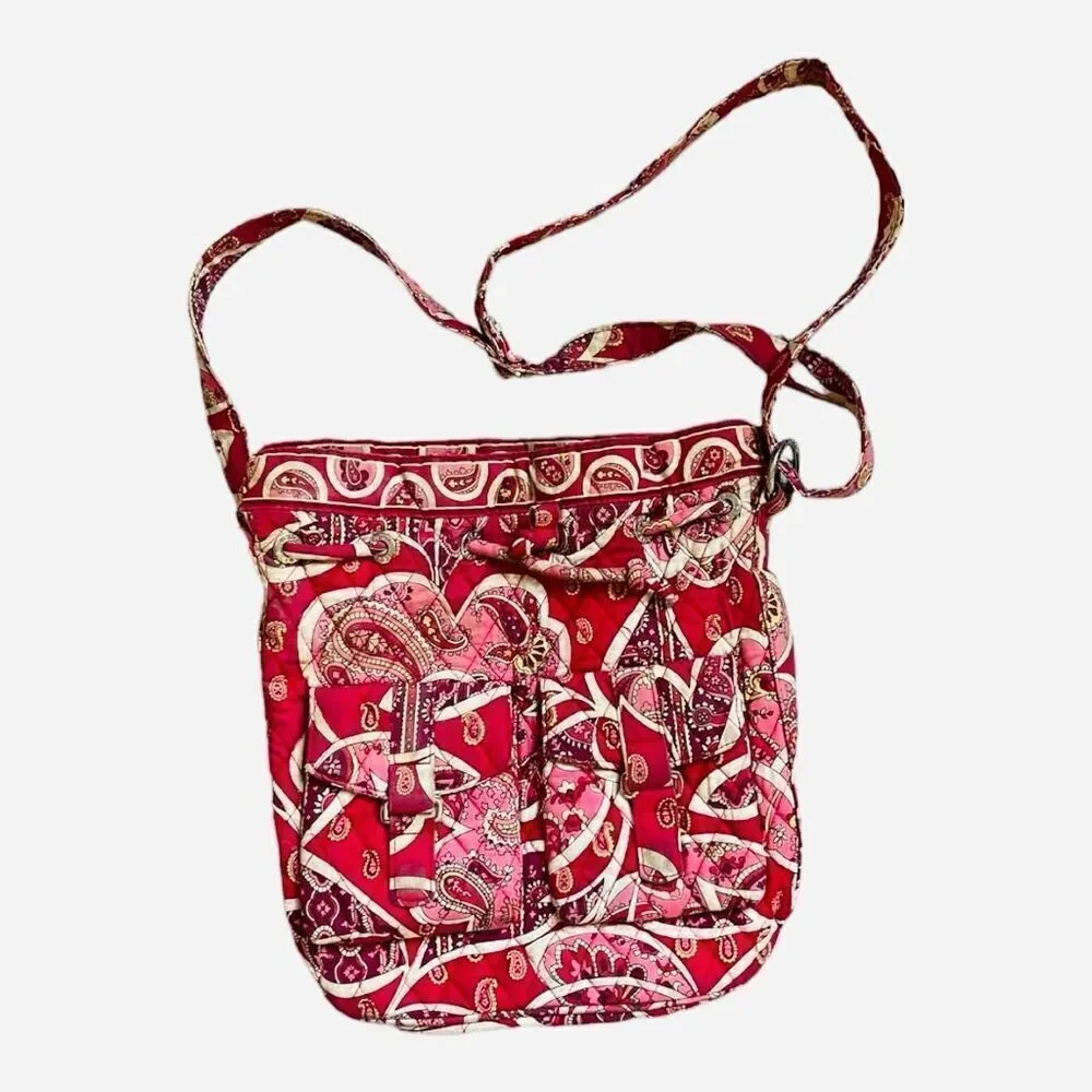 Womens Vera Bradley Red Paisley Rosie Posey Crossbody Purse